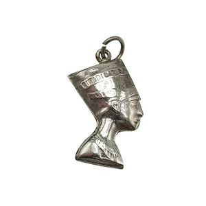 Egyptian Queen Nefertiti Charm Pendant Sterling Silver Vintage